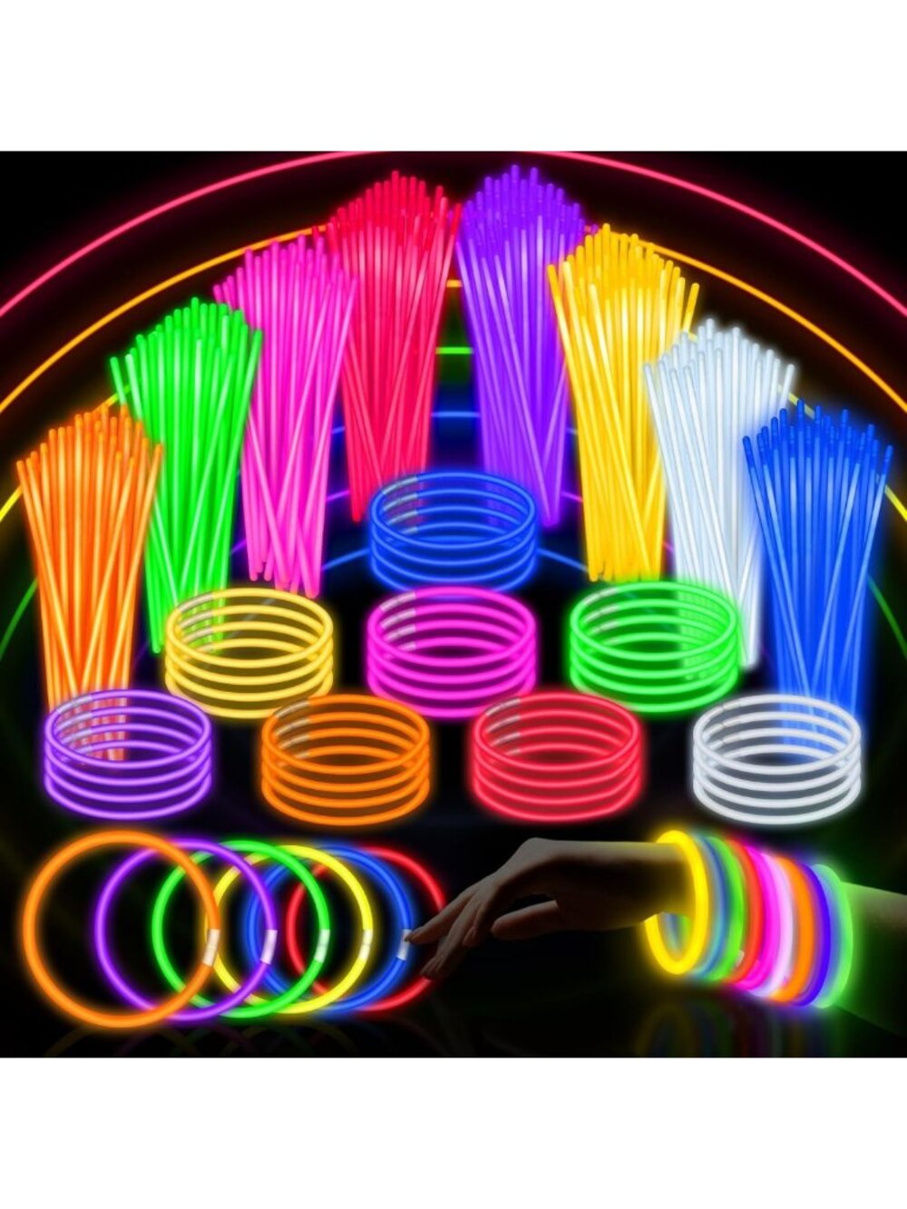 500 Pcs Glow Sticks Bulk - Colorful Glow Bracelets for Parties, Weddings